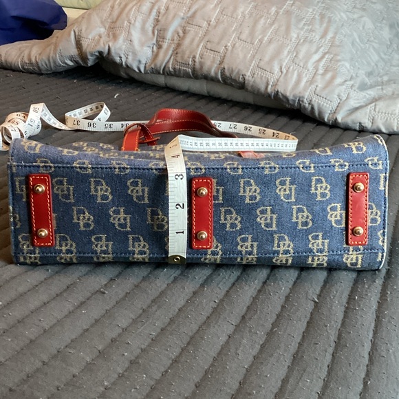 Dooney & Bourke Denim Blue Tote with Red Trim - Picture 3 of 10